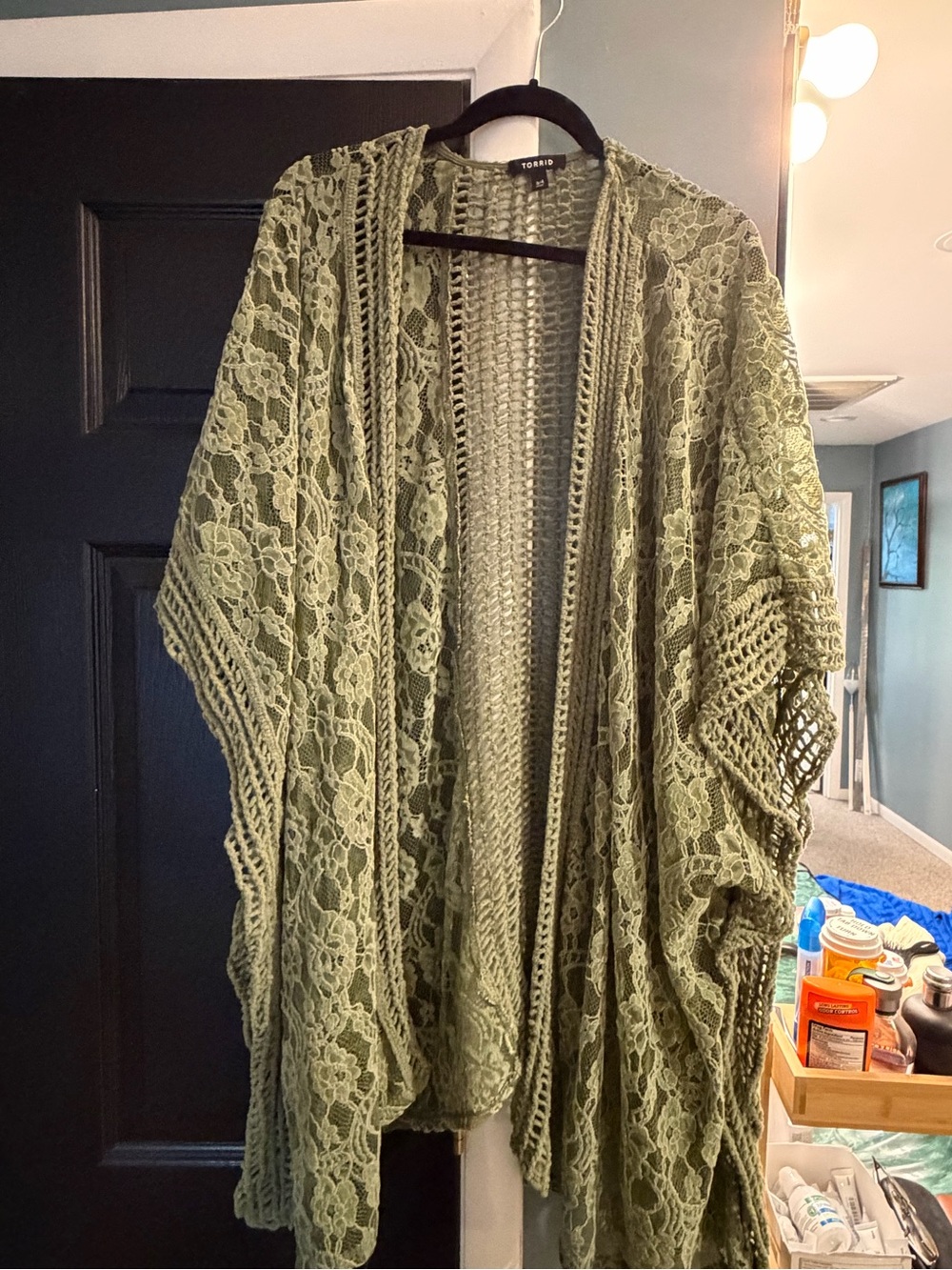 Torrid Green Lace Crochet Kimono